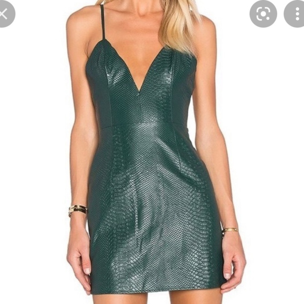 Green faux croc NBD mini dress